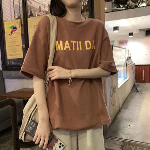 夏季韩国女装新款字母短袖T恤女宽松学生打底衫上衣服装