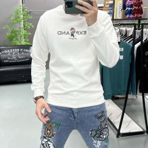 男士卫衣长袖新款秋季圆领打底衫潮流时尚青年印花上衣男修身百搭