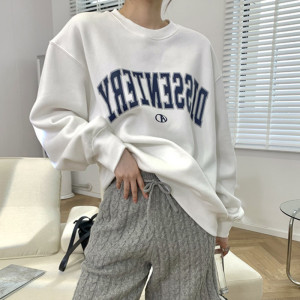 卫衣女秋冬新款薄款韩版圆领字母印花女式休闲宽松圆领上衣