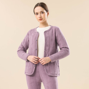 中老年加绒加厚羊毛保暖内衣男冬季东北耐寒夹棉家居服开衫套装女