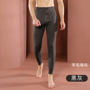女士羽绒护膝羊毛裤女款内穿高腰保暖裤男士秋冬加绒加厚东北棉裤_1