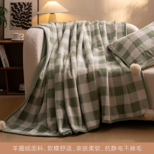 羊圈绒办公室午睡毯子加厚毛毯被子披肩盖毯毛球牛奶绒沙发毯女生