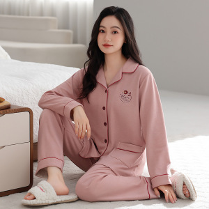 年新款睡衣女士秋冬季羊毛德绒加厚保暖简约开衫家居服可外穿