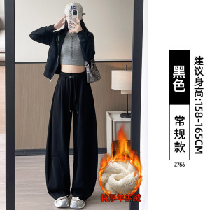 保暖棉裤外穿女冬季新款小个子加绒加厚宽松运动阔腿卫裤_7_456