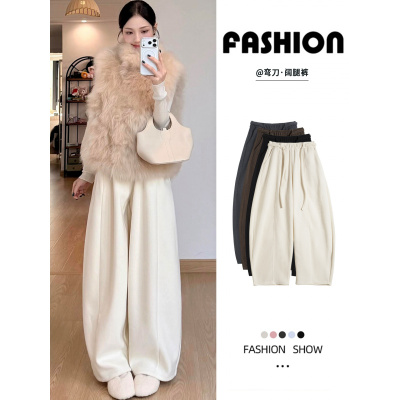 灯芯绒裤子女新款秋冬高腰加厚宽松休闲小个子加绒阔腿裤