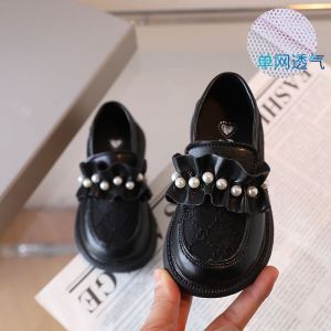 儿童皮鞋2026年春夏新款单网透气刺绣珍珠女童时尚单鞋女童鞋皮鞋
