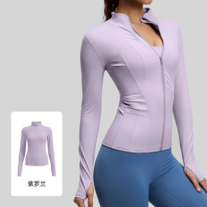 裸感瑜伽服修身外穿紧身运动上衣训练跑步健身服外套女