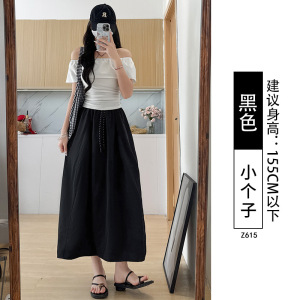卡其色南瓜裙女2026新款夏薄款高腰垂感a字小个子冰丝速干半身裙