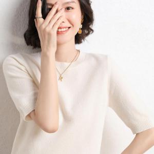 20265秋季针织衫女式毛衣女短袖圆领女出口
