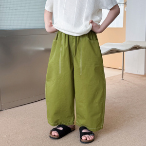 童酷2026男童夏季新款百搭明线中大童休闲裤纯棉轻薄儿童九分裤潮