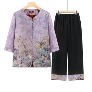 七分袖奶奶装60-80岁老年女装夏季新款老人家衣服大码宽松夏款女