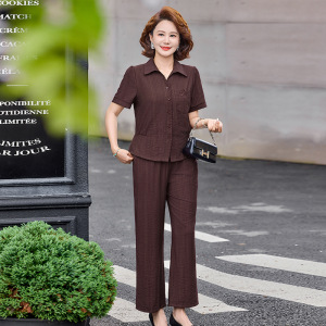 妈妈装休闲两件套衣服夏季短袖中老年女士套装40岁女款夏天服装女