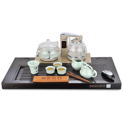 新功F171黑檀木全自动电热茶炉实木茶盘四合一功夫茶具套装整套茶具