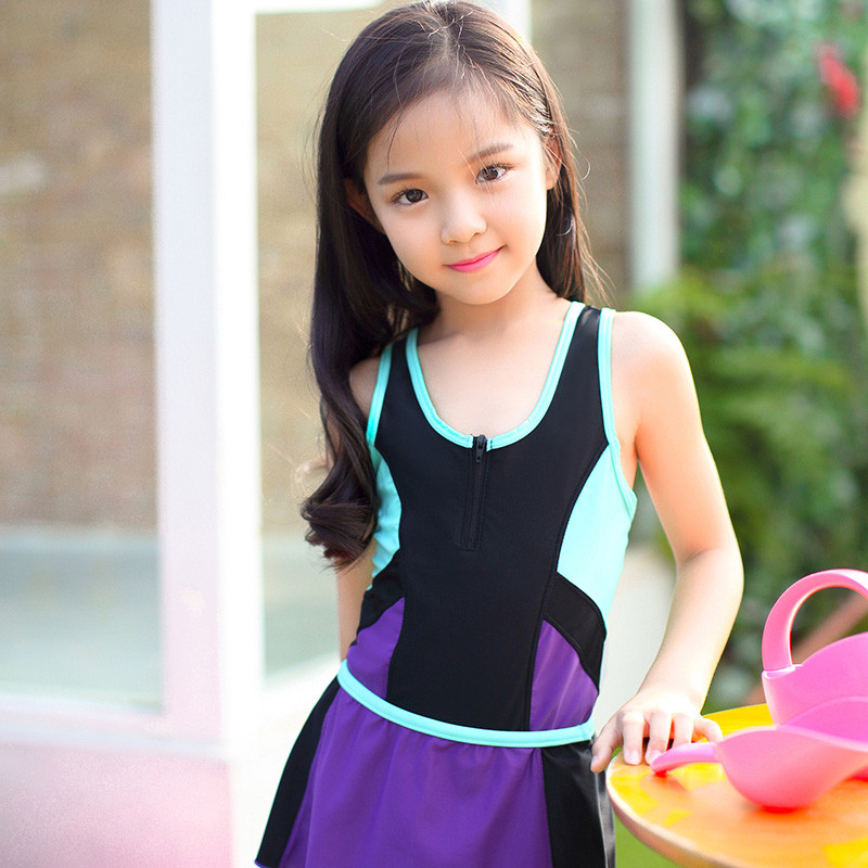 儿童泳衣 新款女孩分体裙式可爱公主小童中童大童沙滩温泉游装 7328