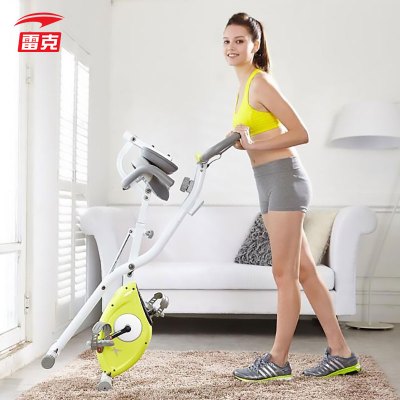 雷克LEIKE家用健身车静音室内运动自行车磁控式直立式可折叠动感单车健身器材2016年柠檬黄
