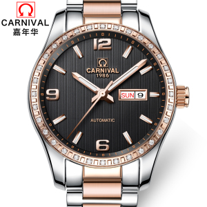 瑞士嘉年华Carnival正品手表全自动机械表 男表时尚多功能金属钢带夜光防水商务男士手表休闲时尚腕表MS-8692A