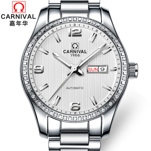 瑞士嘉年华Carnival正品手表全自动机械表 男表时尚多功能金属钢带夜光防水商务男士手表休闲时尚腕表MS-8692A