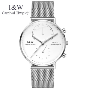 嘉年华CARNIVAL新款男士手表石英表 男休闲时尚男士网带防水超薄钢带男表8787-5G