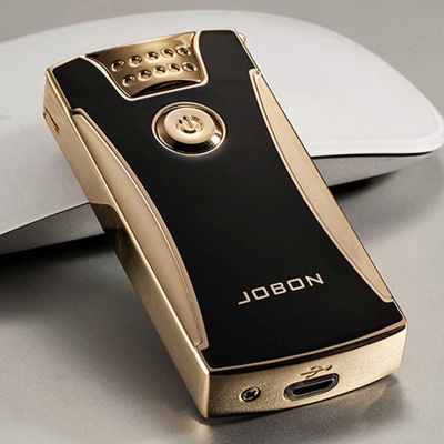 jobon中邦双电弧USB充电打火机 金属 防风电子感应点烟器 送男友礼品