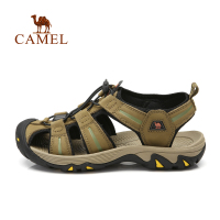 CAMEL骆驼户外 春夏情侣款牛皮防撞耐磨沙滩凉鞋 A422309001，绿色，男款 42码