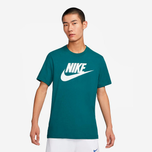 Nike Sportswear Logo印花针织圆领短袖T恤 男款 晶洞水鸭青 AR5005-381