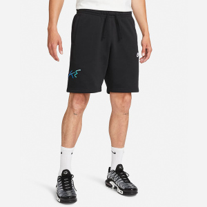 Nike 品牌Logo刺绣运动透气休闲针织五分短裤 男款 黑色 FB7683-011