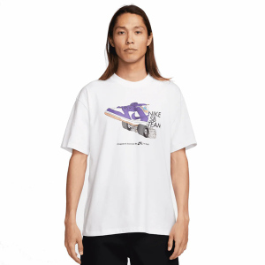 Nike 字母圆领套头滑板短袖T恤 男款 白色 FJ1138-100