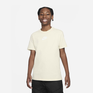 Nike 童装 纯色Logo标识圆领短袖T恤 男童女童 椰奶色 DX9540-113