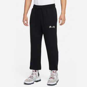 Nike LeBron 纯色系带加绒针织运动裤 男款 黑色 FB7128-010