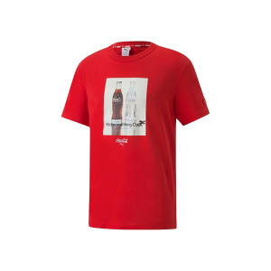 Puma x 可口可乐 联名款 图案印花圆领套头短袖T恤 男款 红色 536159-94