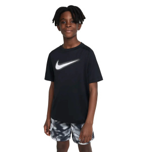 Nike 童装 Multi Logo图案训练短袖T恤 男童 黑色 DX5386-010