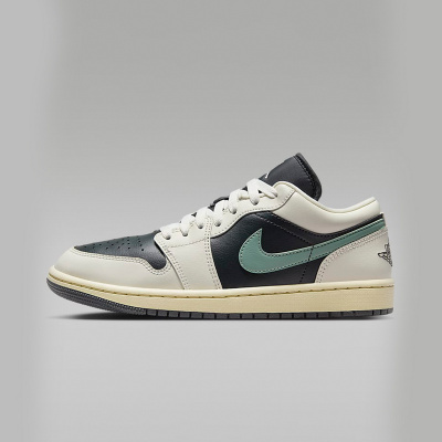 耐克女鞋Air Jordan 1 Low AJ1黑绿倒钩平替低帮篮球鞋DC0774-001