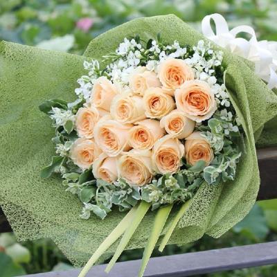 花袭人鲜花速递全国19朵香槟玫瑰鲜花情人节送花送女友上海南京广州北京深圳苏州同城花店送花