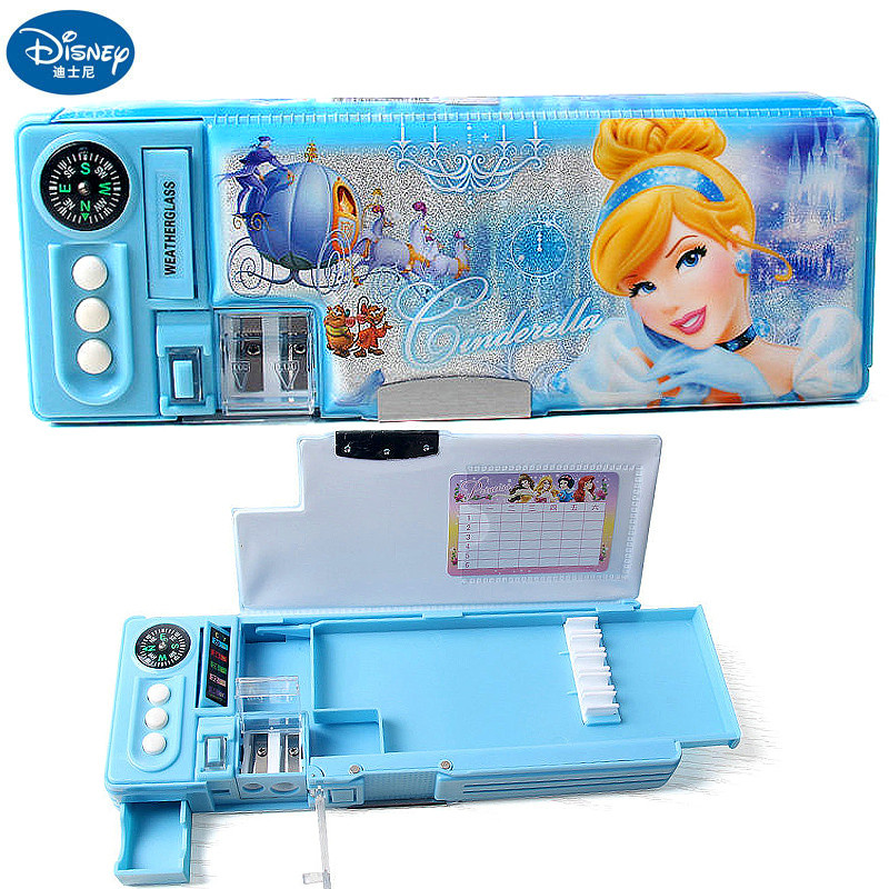 迪士尼白雪公主儿童多功能塑料文具盒带削笔刀小学生铅笔盒文具盒女生
