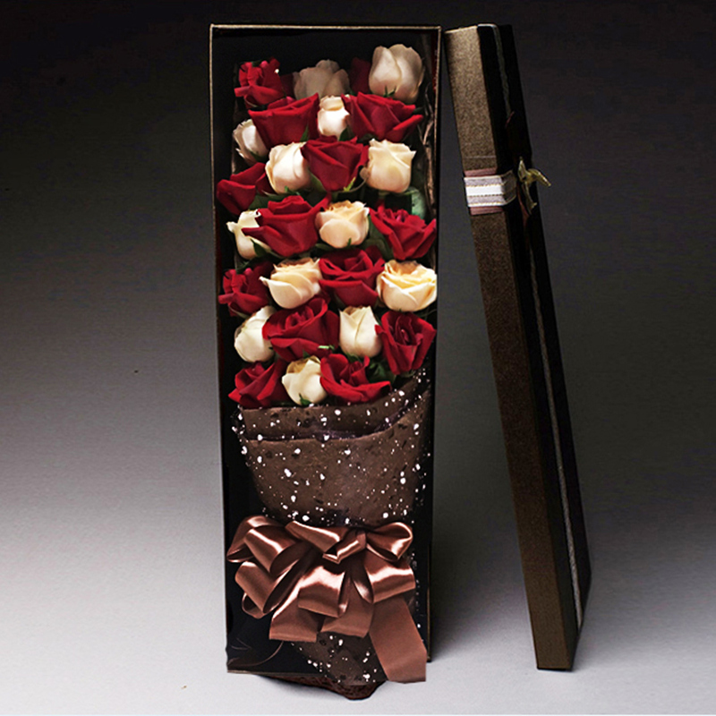 五二零 27朵红香槟玫瑰礼盒 生日花束礼物 全国鲜花速递北京杭州成都