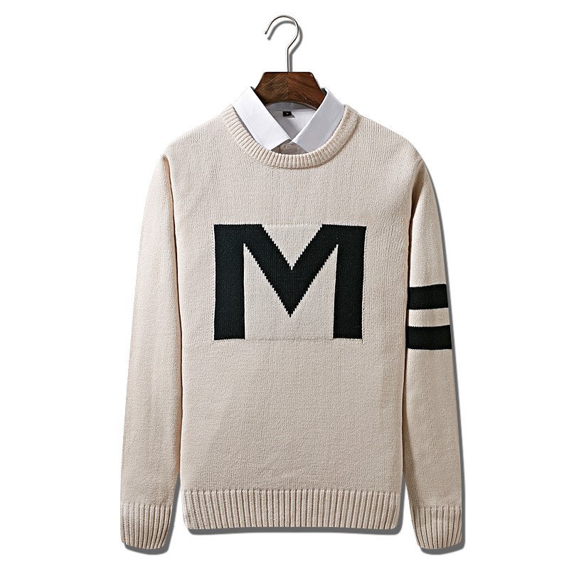 2015新款秋冬毛衣 男士修身针织衫韩版m字潮流毛线衣潮男上衣