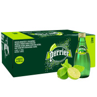 法国进口 巴黎水Perrier气泡矿泉水（青柠味） 玻璃瓶装 330ML*24瓶/箱 【商品较重多箱请分开下单】