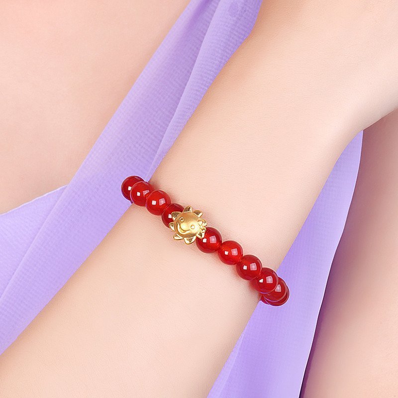 红玛瑙黄金情侣手链(红玛瑙加黄金转运珠手链代表什么)