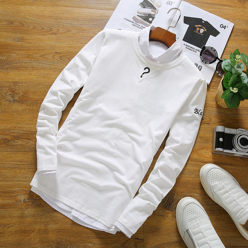 控尚格男士长袖t恤衫薄款纯棉圆领韩版修身男装上衣t恤休闲青年体恤