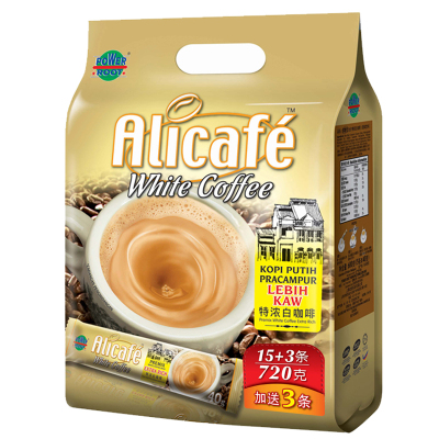 [买2送杯勺]马来西亚进口咖啡 啡特力三合一特浓白咖啡15条袋装 速溶咖啡540g学生熬夜加班下午茶冲饮