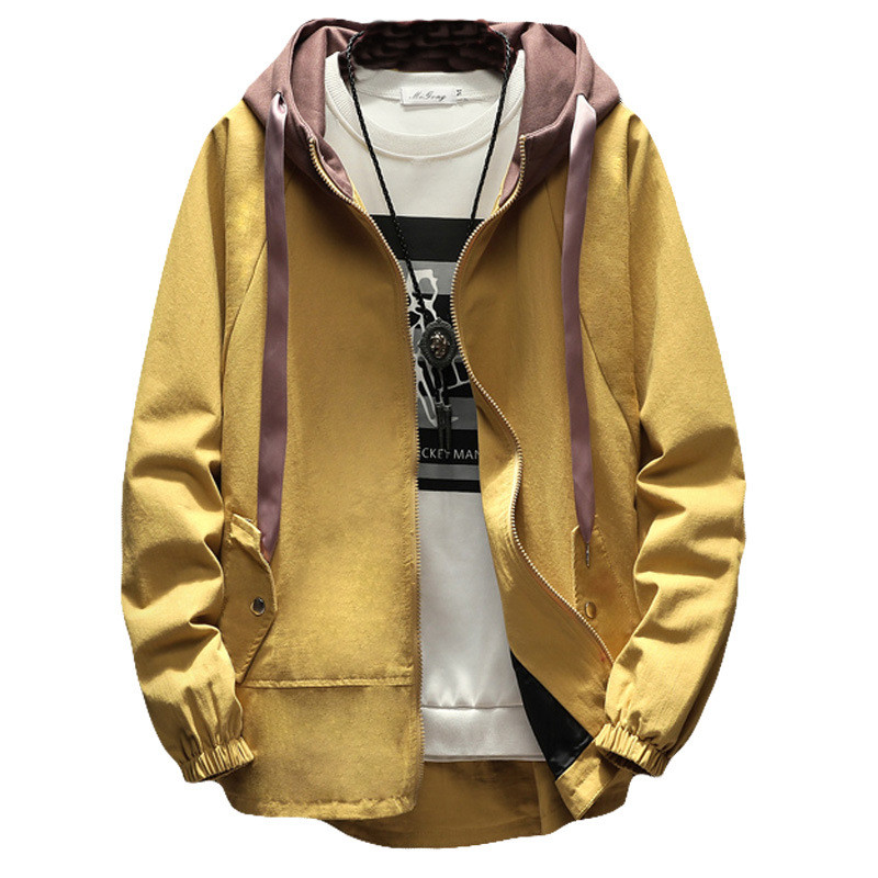 2018春季新款帅气连帽夹克衣服男士加肥大码休闲外套韩版潮流男装w616