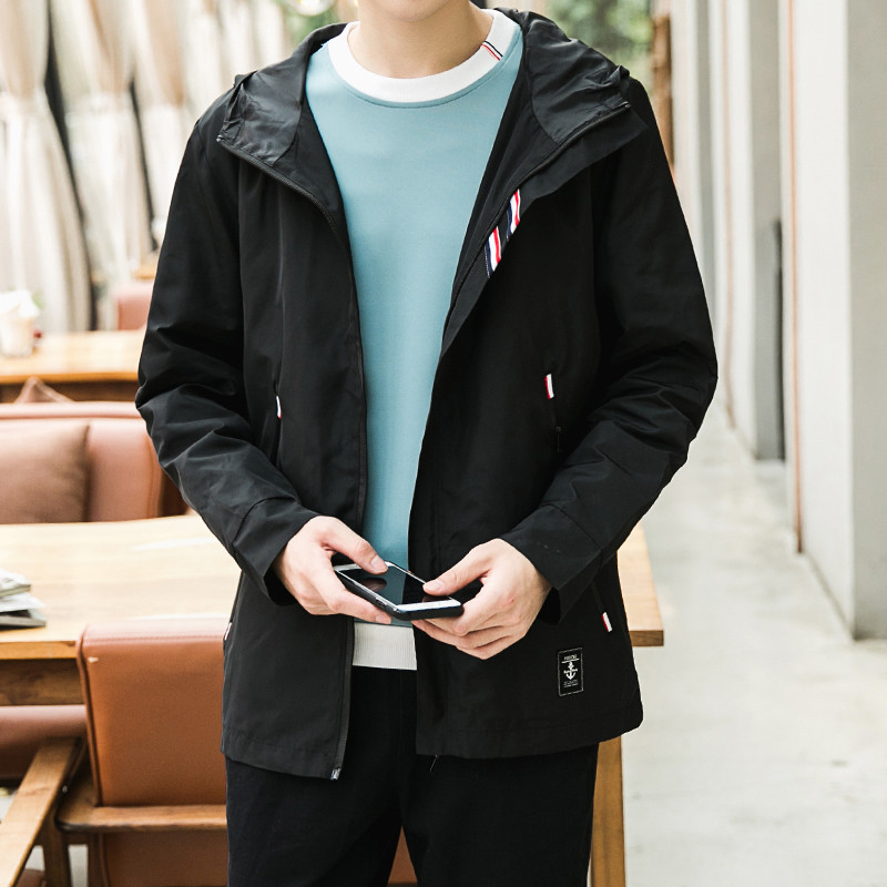 库依娜2017新款男装外套休闲潮流男士带帽夹