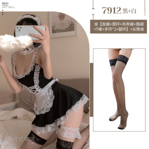 霏慕女式情趣睡衣大码女仆装制服性感情趣内衣服装床上衣服套装女小胸睡衣可爱女佣套装7912