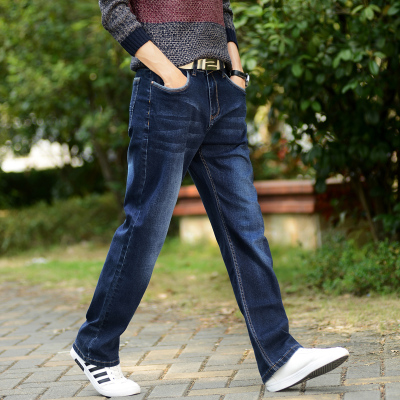 新款男装大码直筒宽松牛仔裤男士胖子加大号大码男式高弹力长裤