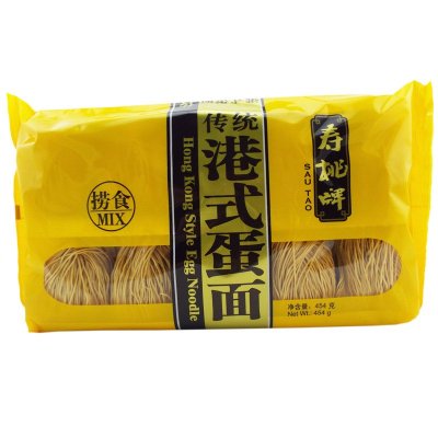 寿桃牌 排装 港式蛋面 454g 非油炸传统鸡蛋面