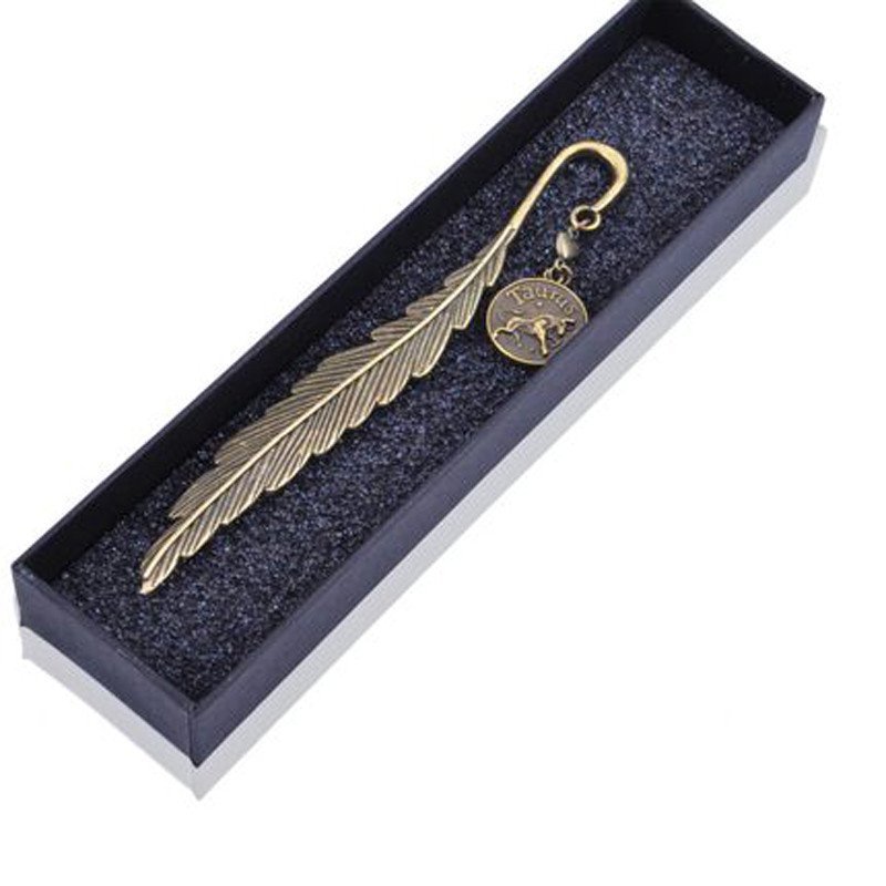 金牛座复古书签十二星座金属书签羽毛杆生日礼物送人创意礼物