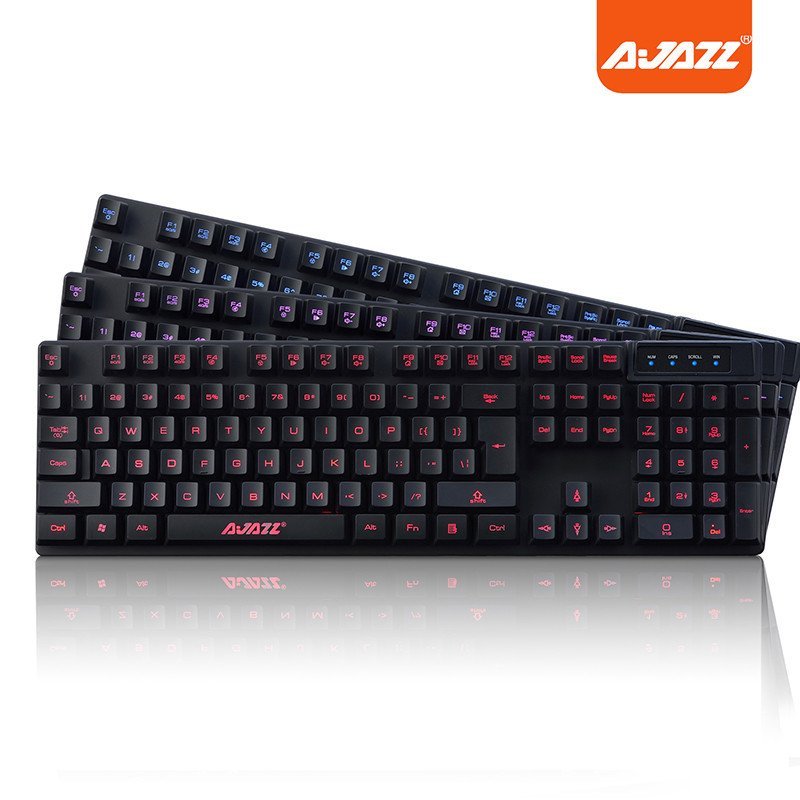 黑爵/ajazz 机械战士三色发光键盘 背光游戏键盘机械茶轴手感 笔记本