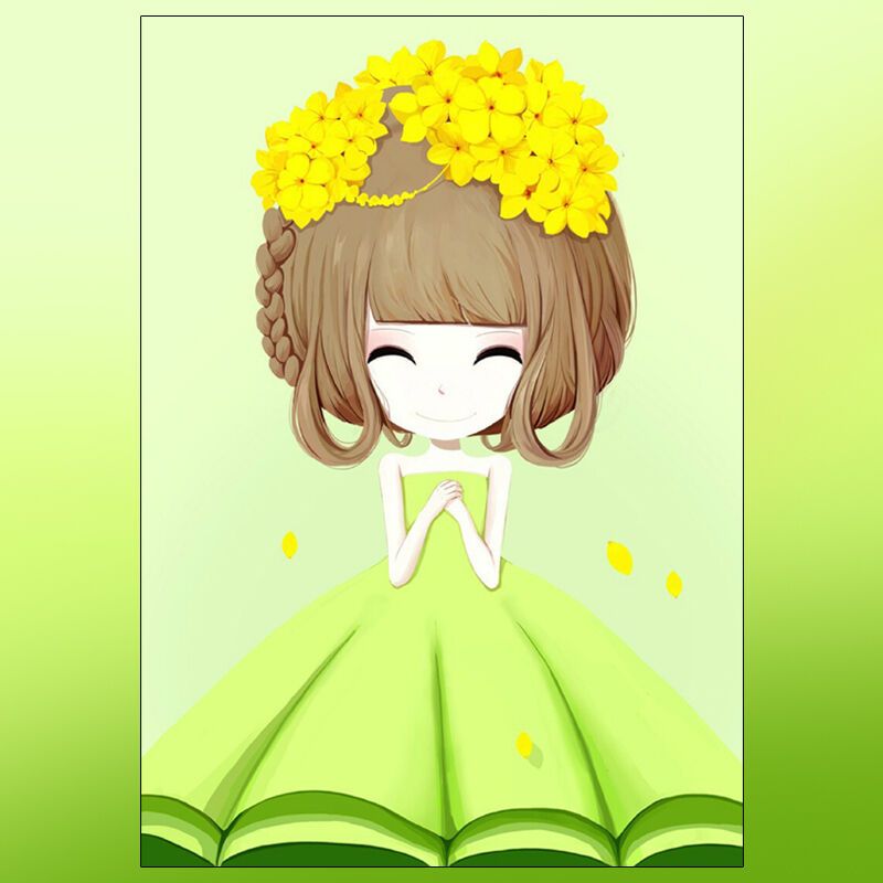 迎春花姑娘5d水晶钻石画贴画卡通动漫满钻公主点贴钻粘钻十字绣儿童