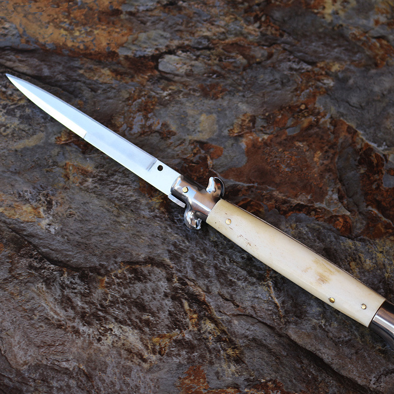 西户 意大利黑手党akc 牛角仔 户外野营小刀折叠刀具水果刀 11寸 牛骨