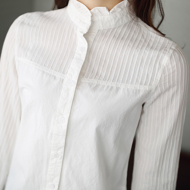 清新百搭立领花边衬衫女9001 歌诺瑞丝(genuoruisi)女士衬衫【价格